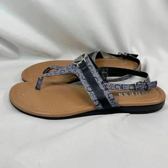 Guess Los Angeles Size 7.5 Sandal Thong Casual Gray Black - Picture 3 of 9